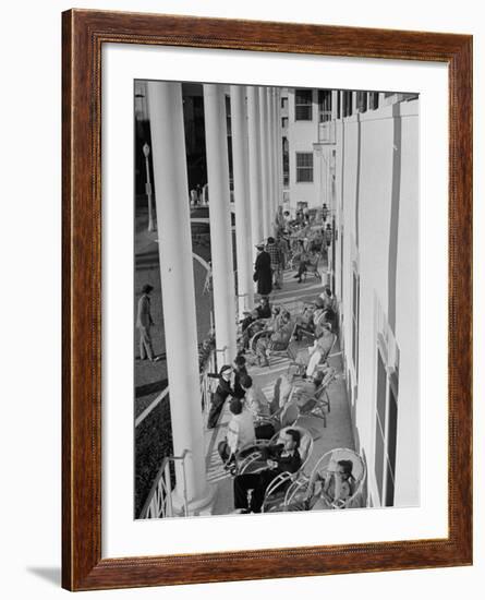Porch-Sitting, One of Miamians Major Outdoor Sports, White House Hotel-Alfred Eisenstaedt-Framed Photographic Print