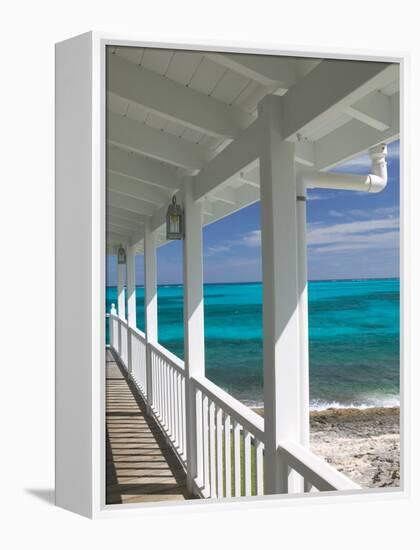 Porch View of the Atlantic Ocean, Loyalist Cays, Abacos, Bahamas-Walter Bibikow-Framed Premier Image Canvas