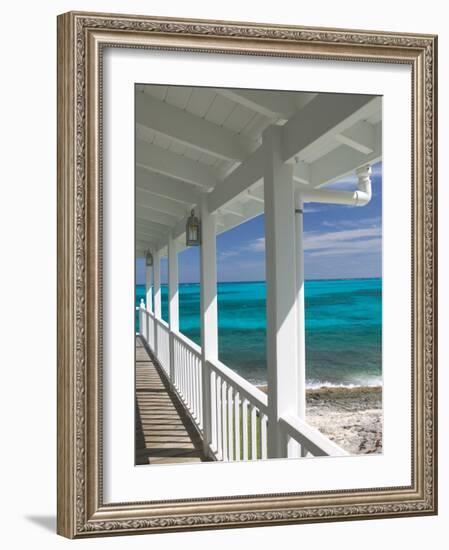 Porch View of the Atlantic Ocean, Loyalist Cays, Abacos, Bahamas-Walter Bibikow-Framed Photographic Print