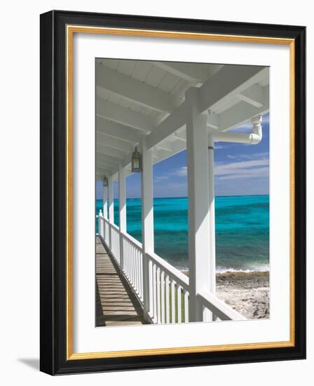 Porch View of the Atlantic Ocean, Loyalist Cays, Abacos, Bahamas-Walter Bibikow-Framed Photographic Print