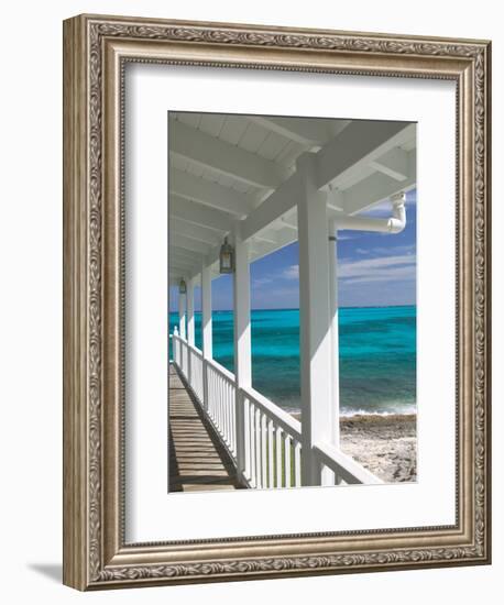 Porch View of the Atlantic Ocean, Loyalist Cays, Abacos, Bahamas-Walter Bibikow-Framed Photographic Print