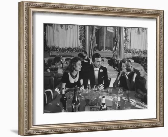 Porfirio Rubirosa and Wife Having Dinner with Friends-Loomis Dean-Framed Photographic Print