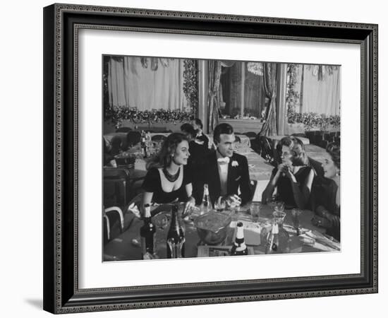 Porfirio Rubirosa and Wife Having Dinner with Friends-Loomis Dean-Framed Photographic Print