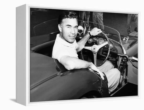 Porfirio Rubirosa at the Wheel of His Italian Race Car, a $17,000 Ferrari Mondial-null-Framed Stretched Canvas