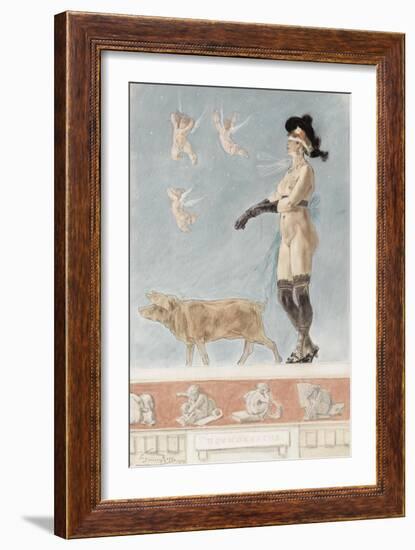 Pornokrates (La Dame Au Cocho)-Félicien Rops-Framed Giclee Print