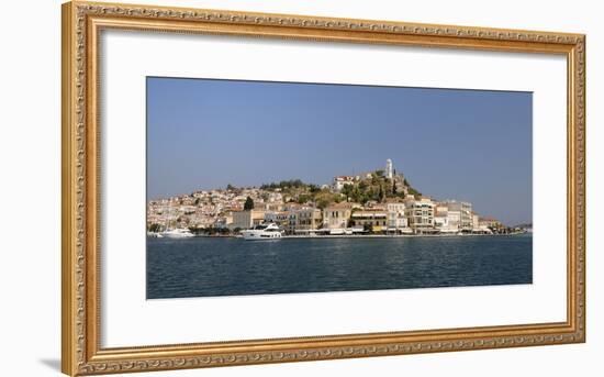 Poros Town and Harbour Viewed from the Sea, Poros Island, Attica, Peloponnese, Greece, Europe-Nick Upton-Framed Photographic Print