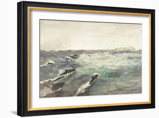 Porpoises Chasing Mackerel-Charles Napier Hemy-Framed Giclee Print