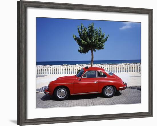 Porsche 356 on the Beach, Altea, Alicante, Costa Blanca, Spain-Walter Bibikow-Framed Photographic Print