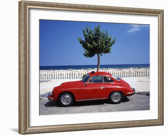 Porsche 356 on the Beach, Altea, Alicante, Costa Blanca, Spain-Walter Bibikow-Framed Photographic Print