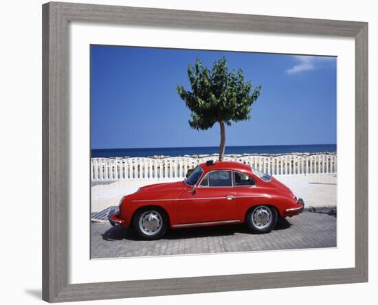 Porsche 356 on the Beach, Altea, Alicante, Costa Blanca, Spain-Walter Bibikow-Framed Photographic Print