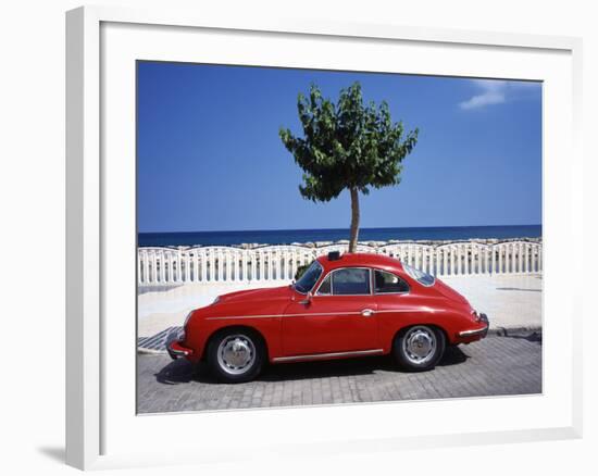 Porsche 356 on the Beach, Altea, Alicante, Costa Blanca, Spain-Walter Bibikow-Framed Photographic Print