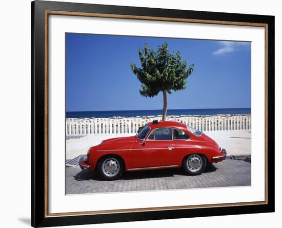 Porsche 356 on the Beach, Altea, Alicante, Costa Blanca, Spain-Walter Bibikow-Framed Photographic Print