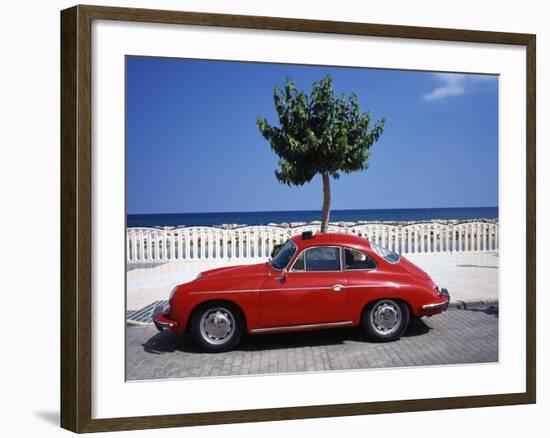 Porsche 356 on the Beach, Altea, Alicante, Costa Blanca, Spain-Walter Bibikow-Framed Photographic Print