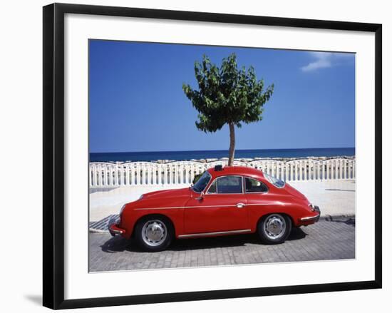 Porsche 356 on the Beach, Altea, Alicante, Costa Blanca, Spain-Walter Bibikow-Framed Photographic Print