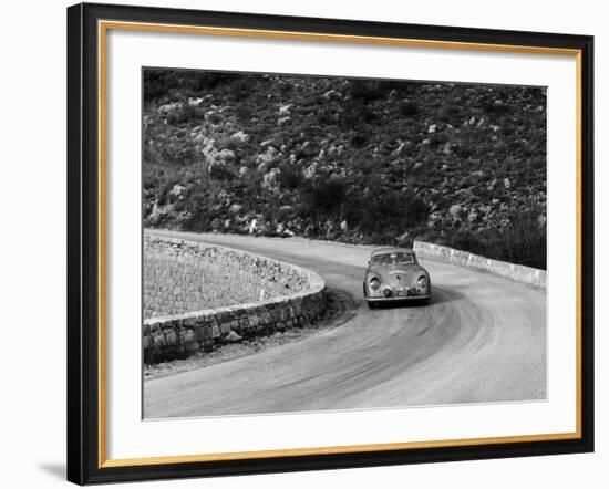 Porsche 356 Taking a Corner in the Monte Carlo Rally, 1954-null-Framed Photographic Print