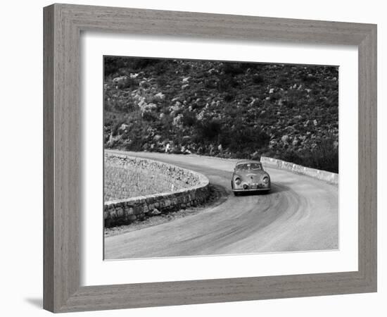 Porsche 356 Taking a Corner in the Monte Carlo Rally, 1954-null-Framed Photographic Print