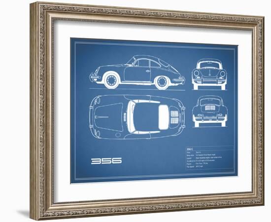 Porsche 356C-Blue-Mark Rogan-Framed Art Print