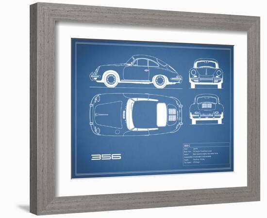 Porsche 356C-Blue-Mark Rogan-Framed Art Print