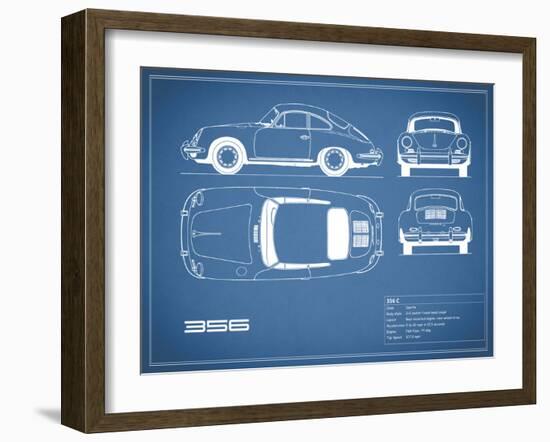 Porsche 356C-Blue-Mark Rogan-Framed Art Print