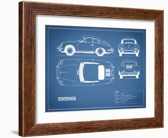 Porsche 356C-Blue-Mark Rogan-Framed Art Print