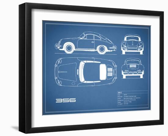 Porsche 356C-Blue-Mark Rogan-Framed Art Print