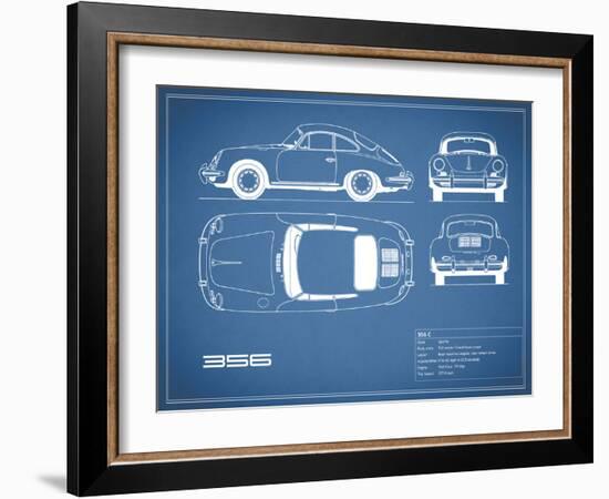 Porsche 356C-Blue-Mark Rogan-Framed Art Print