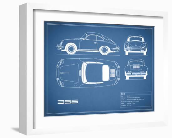 Porsche 356C-Blue-Mark Rogan-Framed Art Print