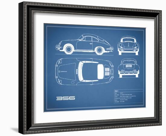 Porsche 356C-Blue-Mark Rogan-Framed Art Print