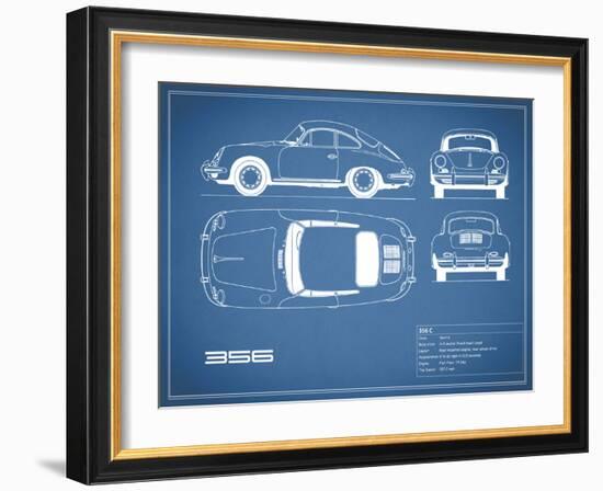 Porsche 356C-Blue-Mark Rogan-Framed Art Print