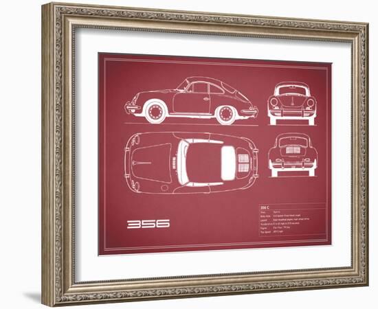 Porsche 356C-Maroon-Mark Rogan-Framed Art Print