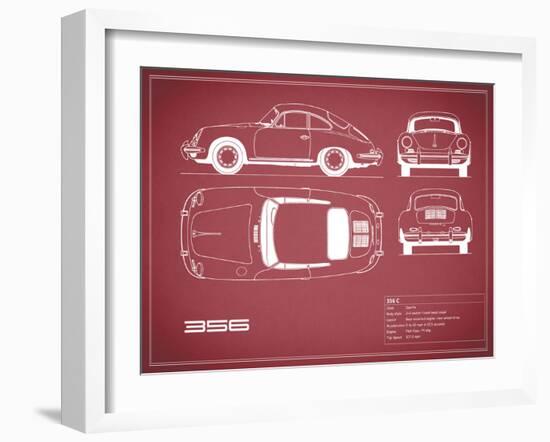 Porsche 356C-Maroon-Mark Rogan-Framed Art Print
