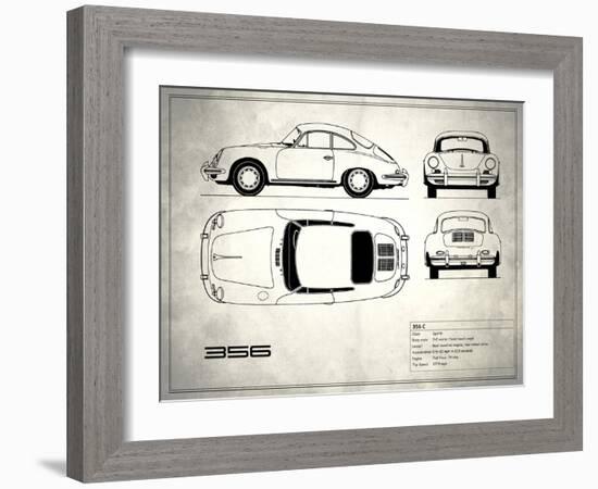 Porsche 356C White-Mark Rogan-Framed Art Print