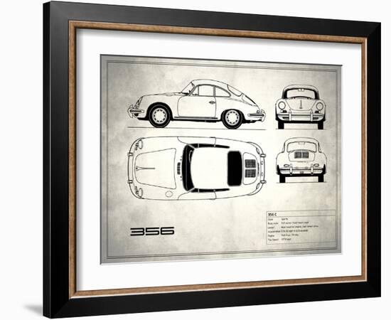 Porsche 356C White-Mark Rogan-Framed Art Print