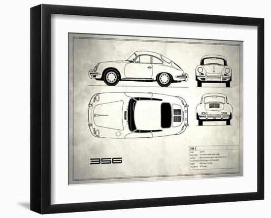 Porsche 356C White-Mark Rogan-Framed Art Print