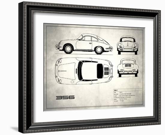 Porsche 356C White-Mark Rogan-Framed Art Print