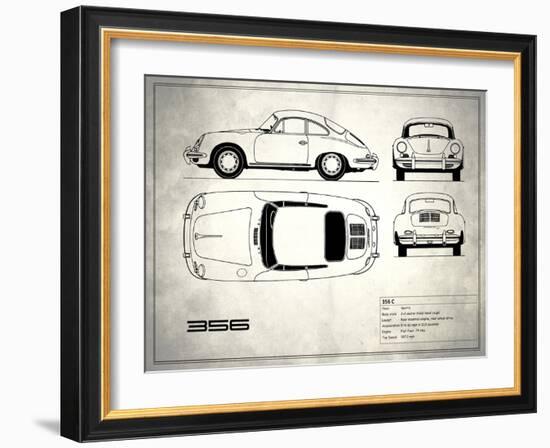 Porsche 356C White-Mark Rogan-Framed Art Print