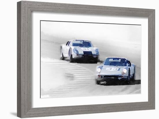 Porsche 904 Racing Watercolor-NaxArt-Framed Art Print