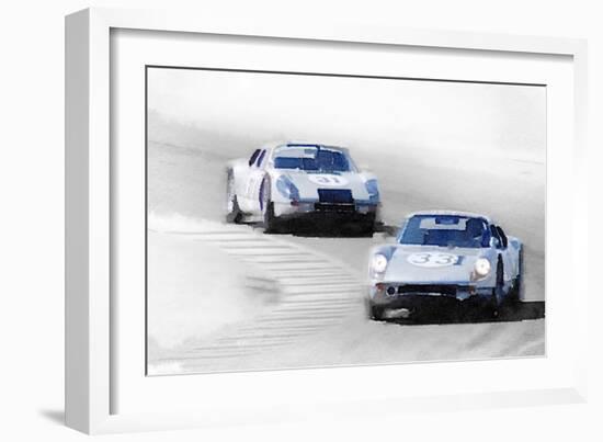 Porsche 904 Racing Watercolor-NaxArt-Framed Art Print