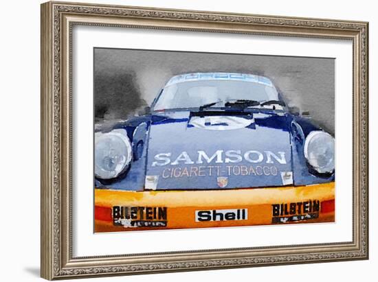 Porsche 911 Front End Watercolor-NaxArt-Framed Art Print