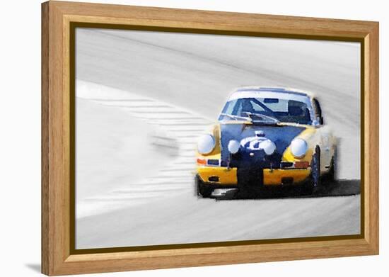 Porsche 911 on Race Track Watercolor-NaxArt-Framed Stretched Canvas