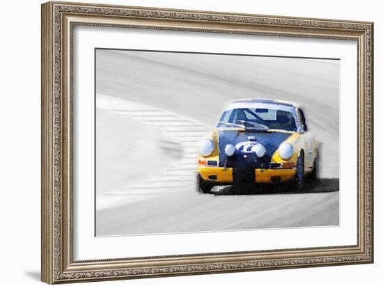 Porsche 911 on Race Track Watercolor-NaxArt-Framed Art Print