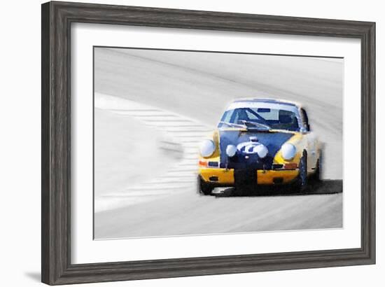 Porsche 911 on Race Track Watercolor-NaxArt-Framed Art Print