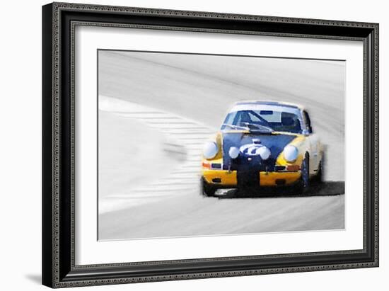 Porsche 911 on Race Track Watercolor-NaxArt-Framed Art Print