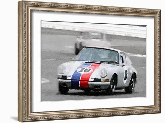 Porsche 911 Race in Monterey Watercolor-NaxArt-Framed Art Print