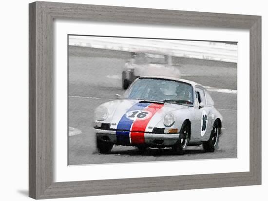 Porsche 911 Race in Monterey Watercolor-NaxArt-Framed Art Print