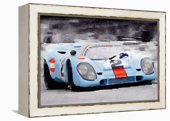 Porsche 917 Gulf Watercolor-NaxArt-Framed Stretched Canvas