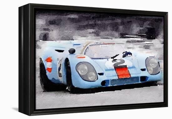 Porsche 917 Gulf Watercolor-NaxArt-Framed Stretched Canvas