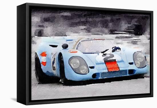 Porsche 917 Gulf Watercolor-NaxArt-Framed Stretched Canvas