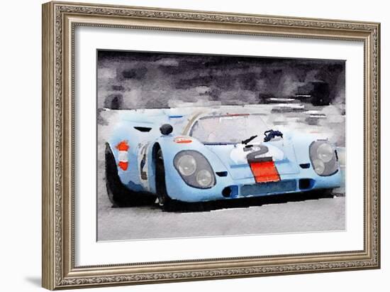 Porsche 917 Gulf Watercolor-NaxArt-Framed Art Print