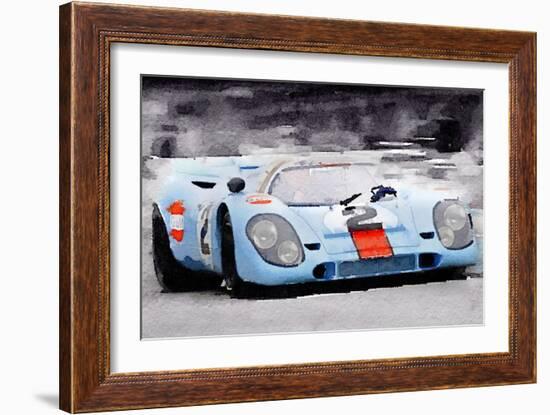 Porsche 917 Gulf Watercolor-NaxArt-Framed Art Print